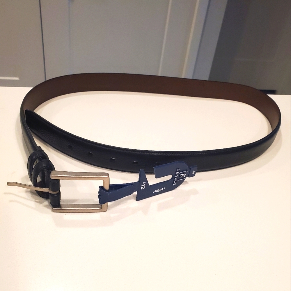 Men's Black and Brown Leather Belt
